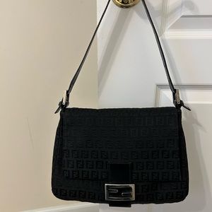 AUTHENTIC FENDI MAMMA BAGUETTE CLOTH HANDBAG